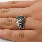 انگشتر زمرد هندی الماس تراش نقره مردانه برهان - Image 2