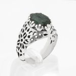 انگشتر زمرد هندی الماس تراش نقره مردانه برهان - Image 4