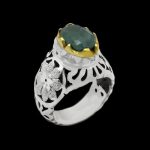 چک سینا توضیح ندارد: انگشتر زمرد هندی الماس تراش نقره مردانه  فاخر دست ساز شارا