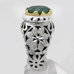 چک سینا توضیح ندارد: انگشتر زمرد هندی الماس تراش نقره مردانه  فاخر دست ساز شارا - Image 3