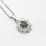 گردنبند زمرد زامبیا الماس تراش نقره زنانه طرح فریبا - Image 3