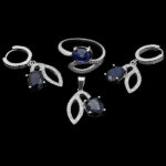 نیم ست یاقوت کبود الماس تراش نقره زنانه طرح عارفه