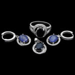 نیم ست یاقوت کبود الماس تراش نقره زنانه طرح عاطفه - Image 4