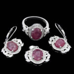 نیم ست یاقوت سرخ الماس تراش نقره زنانه طرح دنا - Image 4