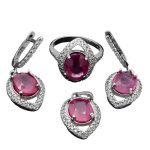 نیم ست یاقوت سرخ الماس تراش نقره زنانه طرح دینا