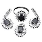 نیم ست یاقوت کبود الماس تراش نقره زنانه طرح دیارا