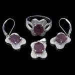 نیم ست یاقوت سرخ الماس تراش نقره زنانه طرح گیسو - Image 4