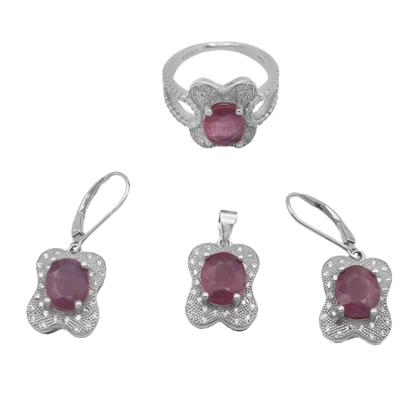 7-7-049red-ruby-woman-set-51 نیم ست یاقوت سرخ زنانه نقره
