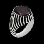 انگشتر گارنت الماس تراش نقره مردانه طرح سهران - Image 5