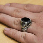 انگشتر گارنت الماس تراش نقره مردانه طرح سهران - Image 4