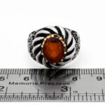 انگشتر گارنت الماس تراش نقره مردانه طرح دورطلایی سهند - Image 2