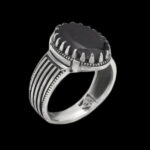 انگشتر گارنت الماس تراش نقره مردانه طرح شناسا