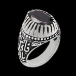 انگشتر گارنت الماس تراش نقره مردانه طرح یا ابوفاضل - Image 5