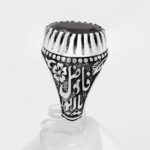 انگشتر گارنت الماس تراش نقره مردانه طرح یا ابوفاضل - Image 4