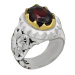 انگشتر گارنت الماس تراش فاخر دست ساز نقره مردانه طرح شهرخ