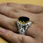 انگشتر گارنت الماس تراش فاخر دست ساز نقره مردانه طرح شهروز - Image 4