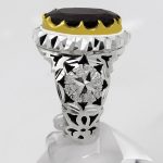 انگشتر گارنت الماس تراش فاخر دست ساز نقره مردانه طرح شهروز - Image 3