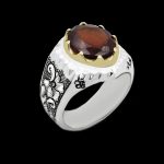 انگشتر گارنت الماس تراش فاخر دست ساز نقره مردانه طرح شهریار - Image 5