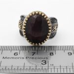 انگشتر گارنت الماس تراش نقره مردانه طرح دورطلایی معراج - Image 2