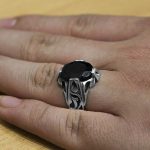 انگشتر گارنت الماس تراش نقره مردانه طرح معین - Image 4