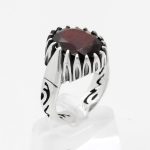 انگشتر گارنت الماس تراش نقره مردانه طرح مهرشاد - Image 3