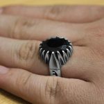 انگشتر گارنت الماس تراش نقره مردانه طرح مهرشاد - Image 4