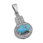 گردنبند فیروزه نیشابوری نقره زنانه طرح داملا