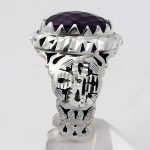 انگشتر آمیتیست الماس تراش فاخر دست ساز نقره مردانه طرح شهران - Image 2