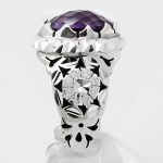 انگشتر آمیتیست الماس تراش نقره مردانه طرح شهراد - Image 4