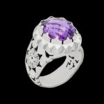 انگشتر آمیتیست الماس تراش نقره مردانه طرح شهراد