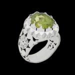 انگشتر فاخر دست ساز زبرجد الماس تراش نقره مردانه طرح شهراد