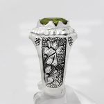 انگشتر فاخر دست ساز زبرجد الماس تراش نقره مردانه طرح شهرام - Image 2