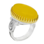 انگشتر شرف الشمس نقره مردانه طرح دورطلایی فاخر یزدان + حکاکی