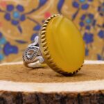 انگشتر شرف الشمس نقره مردانه طرح دورطلایی فاخر یزدان + حکاکی - Image 5