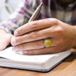 انگشتر شرف الشمس نقره مردانه طرح دورطلایی فاخر یا علی مدد + حکاکی - Image 3