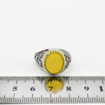 انگشتر شرف الشمس نقره مردانه طرح دورطلایی فاخر یا علی مدد + حکاکی - Image 4