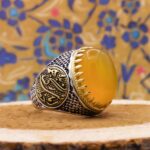 انگشتر شرف الشمس نقره مردانه طرح آمدم ای شاه+ حکاکی - Image 5