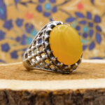 انگشتر شرف الشمس نقره مردانه طرح ضریح + حکاکی - Image 5