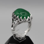 انگشتر یشم نقره مردانه طرح هاتف - Image 3