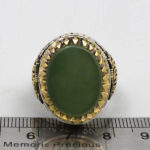 انگشتر یشم نقره مردانه طرح دور طلایی ولید - Image 4