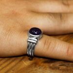 انگشتر آمیتیست نقره مردانه طرح ارشا - Image 2