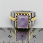 انگشتر آمیتیست نقره مردانه طرح دورطلایی آرین - Image 3