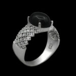 انگشتر عقیق مشکی نقره زنانه طرح صبا - Image 4