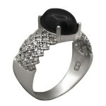 انگشتر عقیق مشکی نقره زنانه طرح صبا