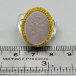 انگشتر عقیق کبود نقره مردانه طرح دور طلایی "الملک لله" - Image 3