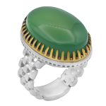 انگشتر عقیق سبز نقره مردانه طرح دور طلایی رولکسی رادوین