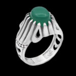 انگشتر عقیق سبز نقره مردانه طرح آرتان - Image 5