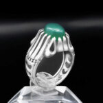 انگشتر عقیق سبز نقره مردانه طرح آرتان - Image 2