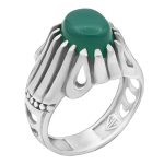 انگشتر عقیق سبز نقره مردانه طرح آرتان