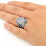 انگشتر عقیق کبود نقره مردانه طرح یزداد - Image 2